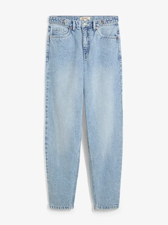 Zdjęcie produktu Jeansy mom, high waist, cropped BonPrix niebieski