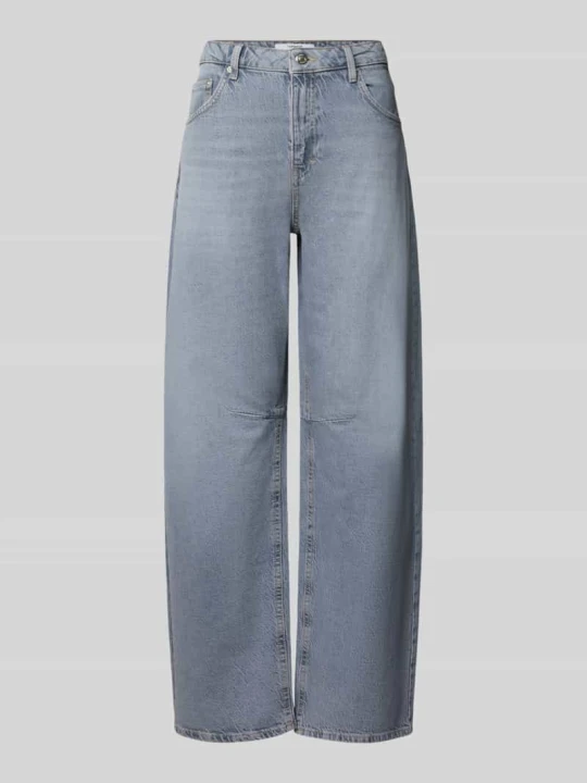 Zdjęcie produktu Jeansy o fasonie barrel z jasnym denimem w stylizowanej na denim optyce Topshop Ciemnoszary