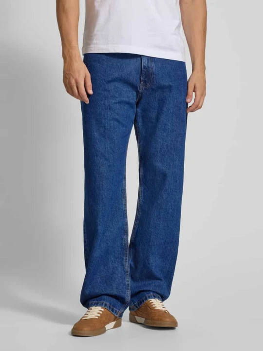 Zdjęcie produktu Jeansy o kroju baggy fit z detalami z logo REVIEW Ciemnoniebieski