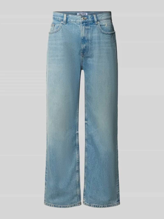 Zdjęcie produktu Jeansy o kroju baggy z zapięciem na guzik REVIEW Niebieski