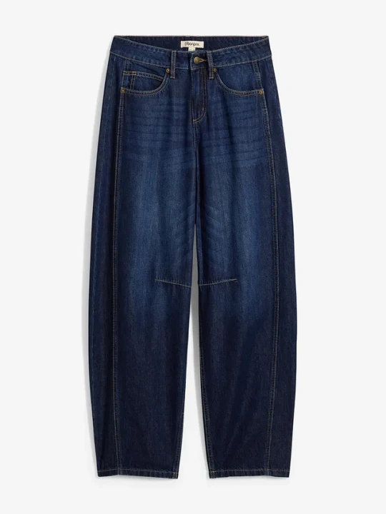 Zdjęcie produktu Jeansy o kroju balloon, mid waist, z bardzo miękkiego materiału BonPrix niebieski