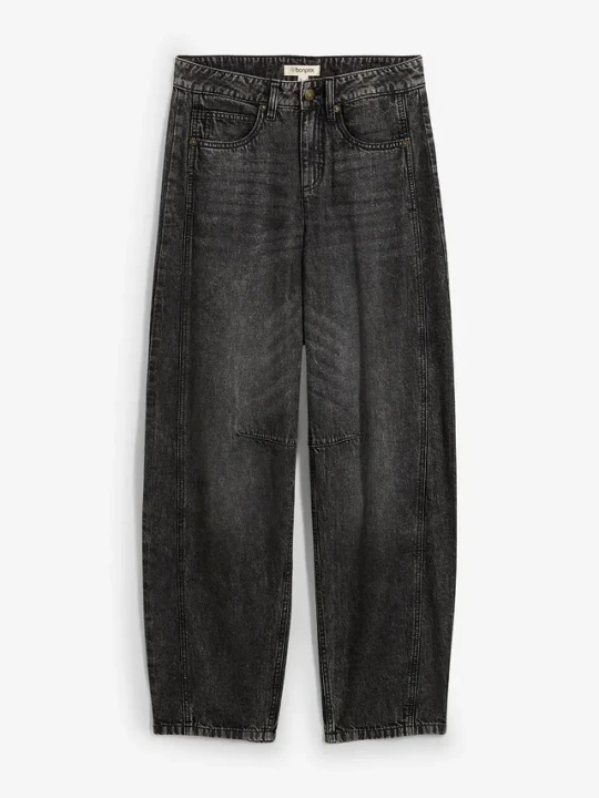 Zdjęcie produktu Jeansy o kroju balloon, mid waist, z bardzo miękkiego materiału BonPrix szary