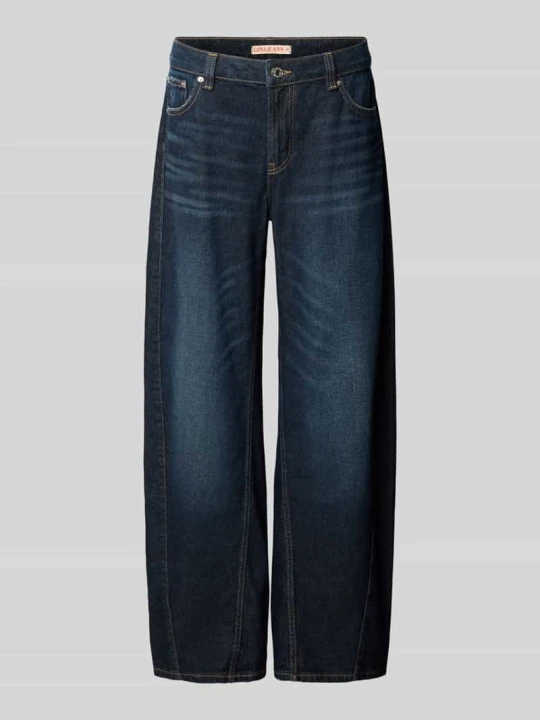 Zdjęcie produktu Jeansy o kroju barrel fit z czystej bawełny Gina Tricot Ciemnoniebieski