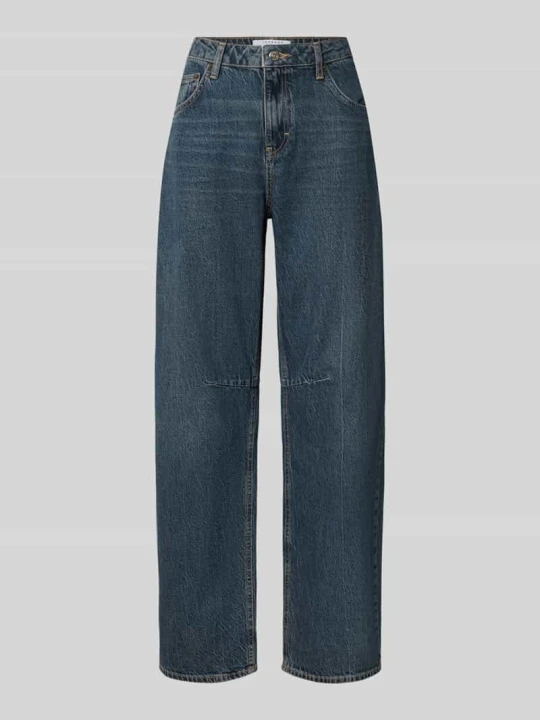 Zdjęcie produktu Jeansy o kroju barrel fit z czystej bawełny z szlufkami na pasek Topshop Czarny