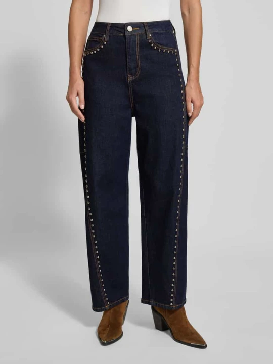Zdjęcie produktu Jeansy o kroju barrel fit z nitami model ‘Studs’ Miss Goodlife Jeansowy niebieski