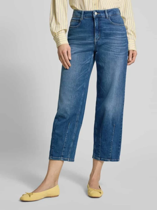 Zdjęcie produktu Jeansy o kroju barrel fit z ozdobnymi przeszyciami model 'Melly twisted' Opus Granatowy