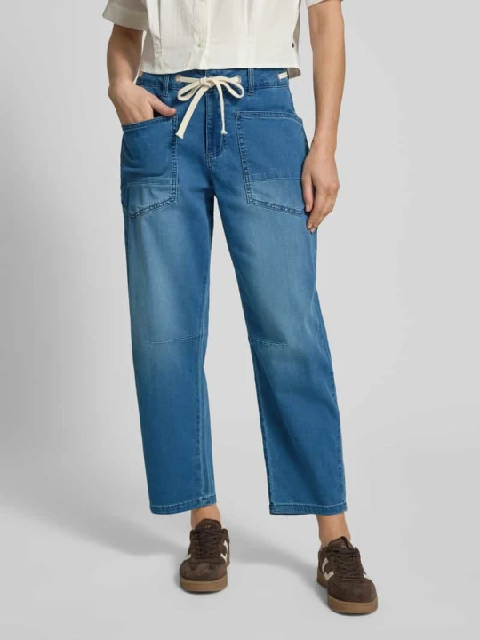 Zdjęcie produktu Jeansy o kroju barrel fit ze sznurowaniem Buena Vista Jeansowy niebieski