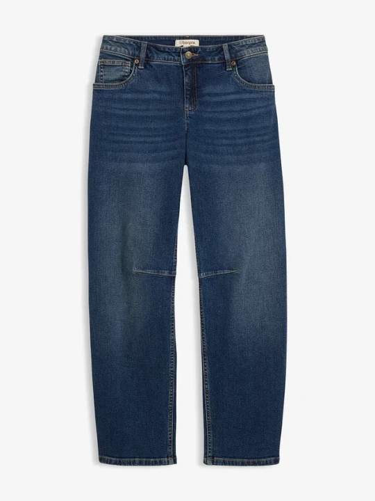 Zdjęcie produktu Jeansy o kroju barrel, mid waist BonPrix niebieski
