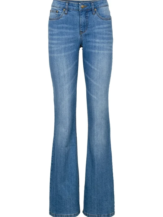 Zdjęcie produktu Jeansy o kroju bootcut, mid waist BonPrix niebieski