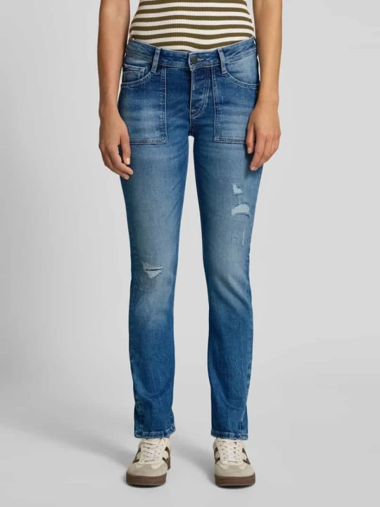 Zdjęcie produktu Jeansy o kroju boyfriend fit z przetarciami model ‘NICA WORKER’ Gang Niebieski