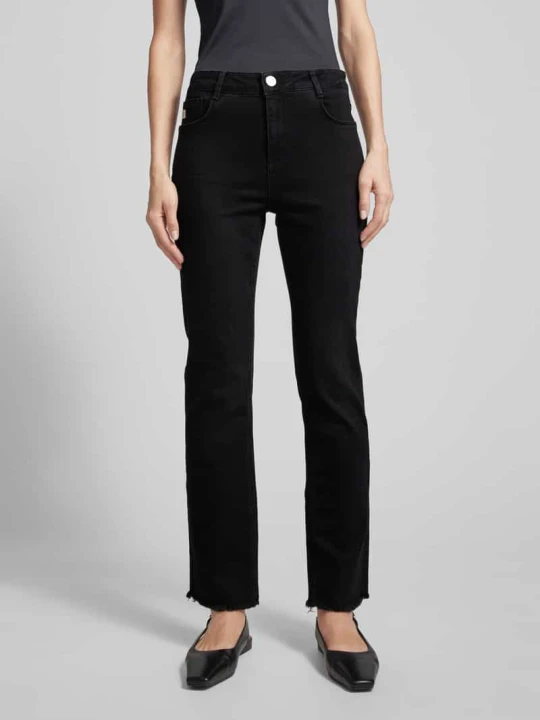 Zdjęcie produktu Jeansy o kroju slim fit z frędzlami model ‘LINDENHOF’ Goldgarn Czarny