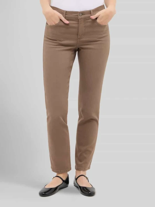 Zdjęcie produktu jeansy o kroju krój slim fit z mieszanka bawełny model 'CICI' Angels Beżowy