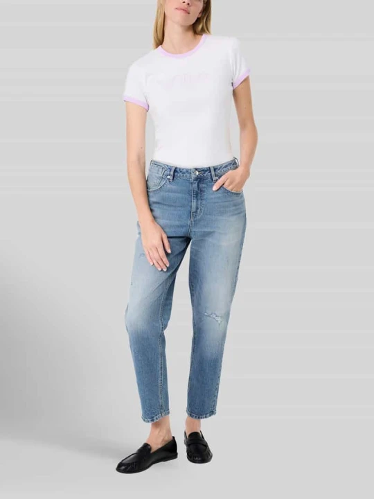 Zdjęcie produktu Jeansy o kroju mom fit z mieszanki bawełny - s.Oliver x Heidi Klum Jeansowy niebieski