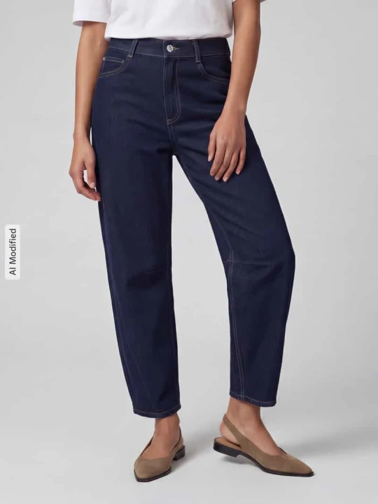 Zdjęcie produktu jeansy o kroju regular fit barrel z mieszanki bawełny model 'ELLY' Angels Ciemnoniebieski