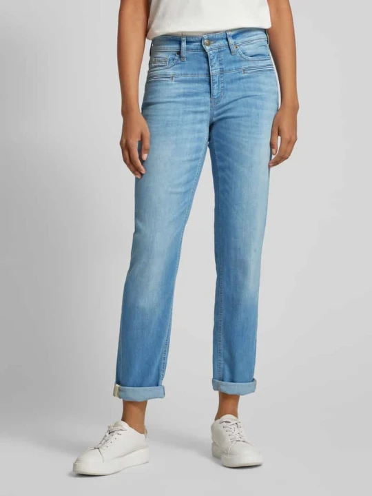 Zdjęcie produktu Jeansy o kroju regular fit z lamowanymi kieszeniami model ‘PEARLIE’ CAMBIO Niebieski
