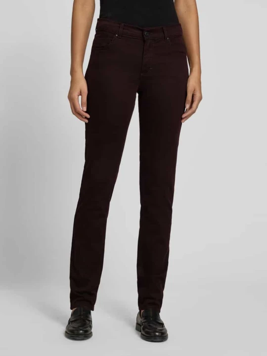 Zdjęcie produktu Jeansy o kroju regular fit z mieszanka lyocellu z wpuszczane kieszenie model 'CICI' Angels Bordowy