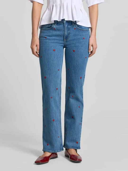 Zdjęcie produktu Jeansy o kroju relaxed fit straight z haftem GAP Jeansowy niebieski