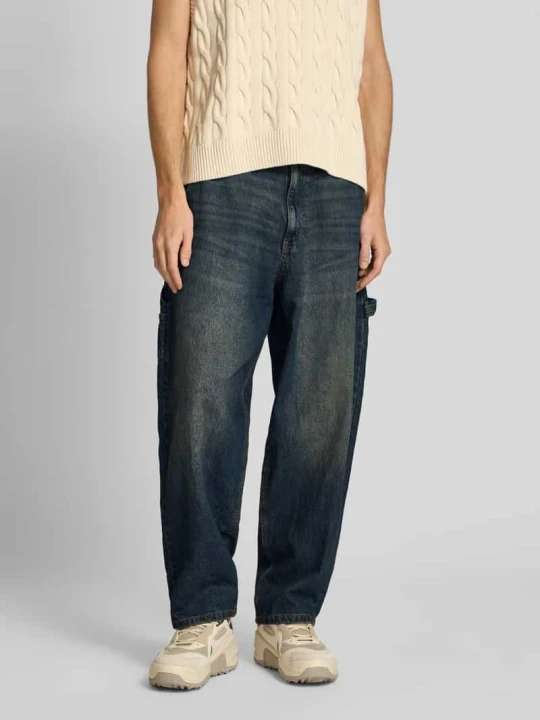 Zdjęcie produktu Jeansy o kroju baggy fit z wpuszczanymi kieszeniami w stylu francuskim REVIEW Ciemnoniebieski