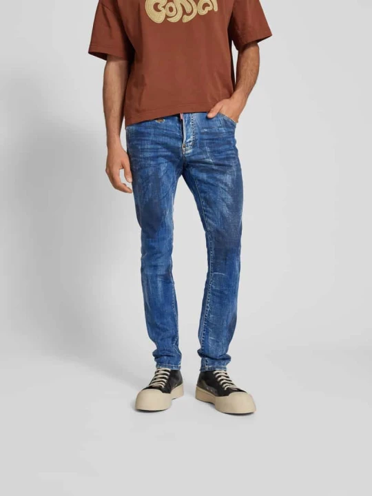Zdjęcie produktu Jeansy o kroju skinny fit w efekcie znoszenia Dsquared2 Niebieski