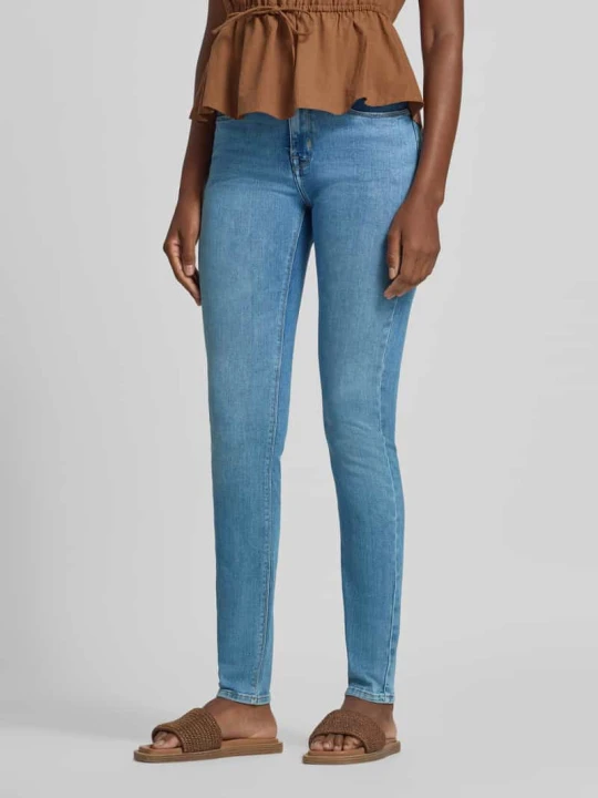 Zdjęcie produktu Jeansy o kroju skinny fit z guzikiem i zamkiem błyskawicznym model 'Elma' Opus Jeansowy niebieski