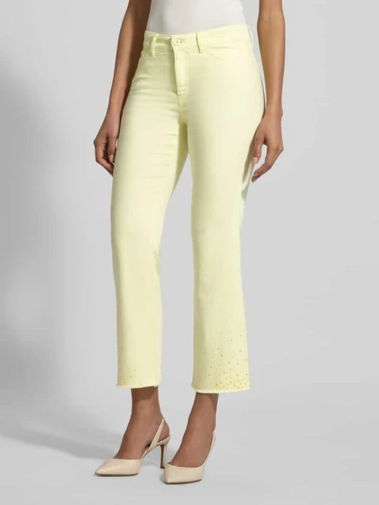 Zdjęcie produktu Jeansy krój slim fit z frędzlami Marc Cain Jasnożółty