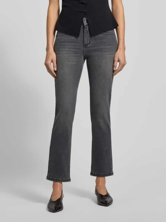 Zdjęcie produktu jeansy o kroju slim fit z mieszanki bawełny model 'CICI' Angels Antracytowy
