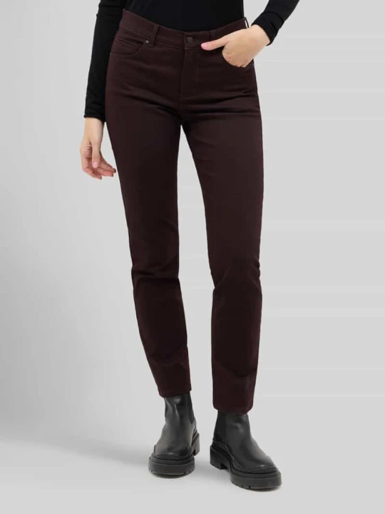 Zdjęcie produktu jeansy o kroju slim fit z mieszanki bawełny model 'CICI' Angels Bordowy