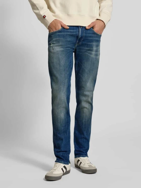 Zdjęcie produktu Jeansy o kroju slim fit z mieszanki bawełny w przetarciach Replay Jeansowy niebieski