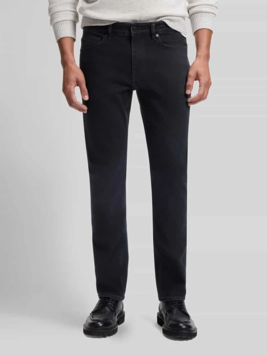Zdjęcie produktu jeansy o kroju slim fit z naszywką z logo DELAWARE Boss Granatowy