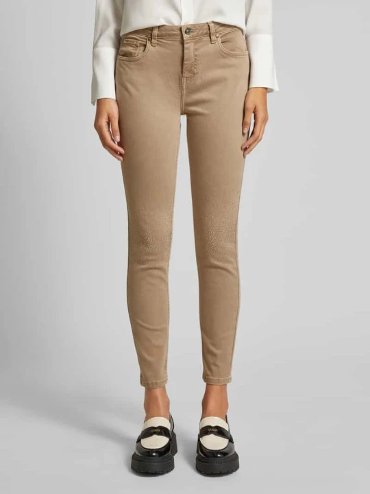 Zdjęcie produktu Jeansy o kroju slim fit z obszyciem kamieniami stras Monari Beżowy