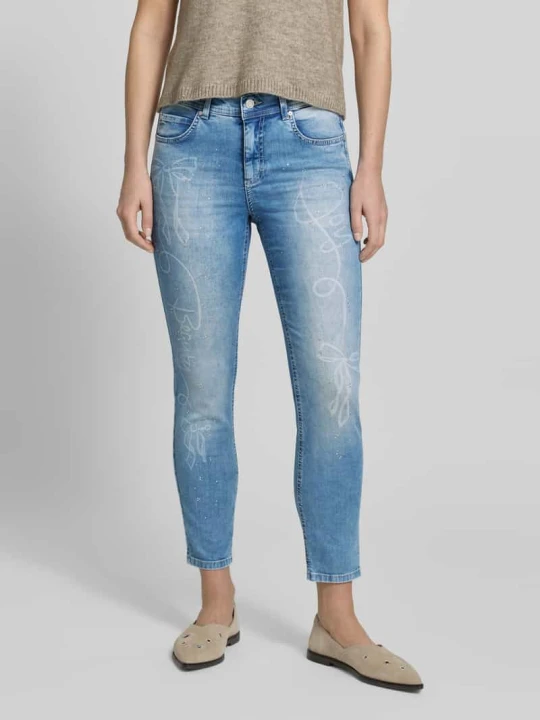 Zdjęcie produktu Jeansy o kroju slim fit z obszyciem z kamieni stras model 'Ornella Beauty' Angels Błękitny