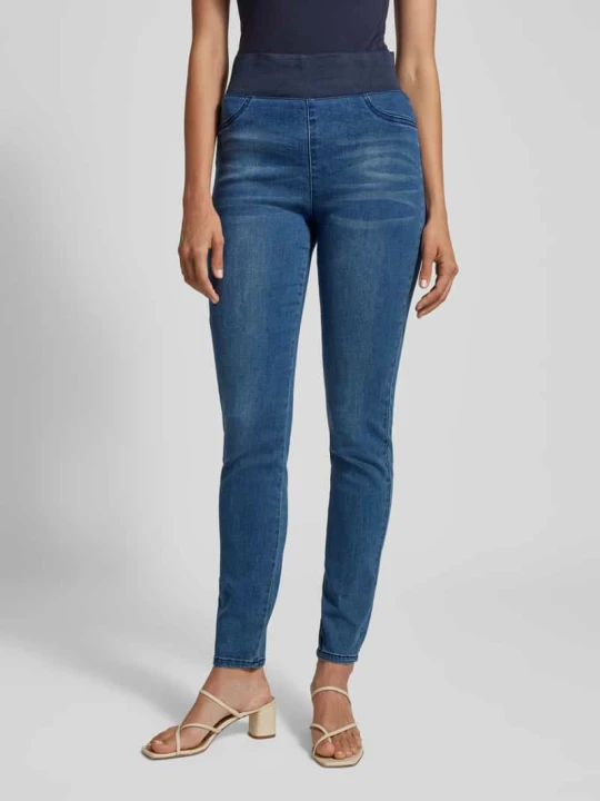 Zdjęcie produktu Jeansy o kroju slim fit z szerokim, elastycznym pasem model ‘SHANTAL’ Freequent Jeansowy niebieski