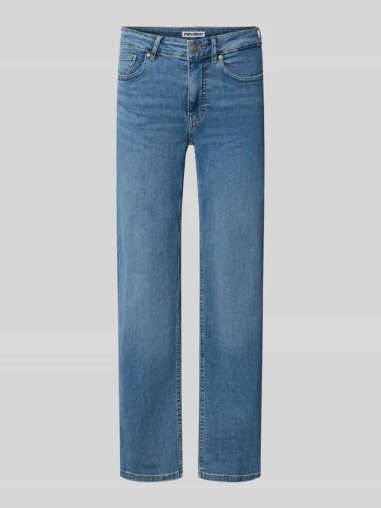Zdjęcie produktu Jeansy o kroju straight fit w 5 kieszeni REVIEW Niebieski