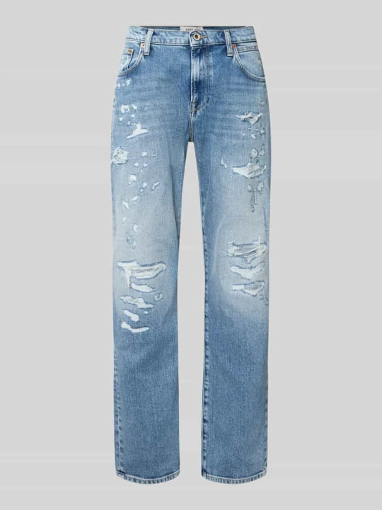 Zdjęcie produktu Jeansy o kroju straight fit w przetarciach model 'AIDEEN' Replay Jeansowy niebieski