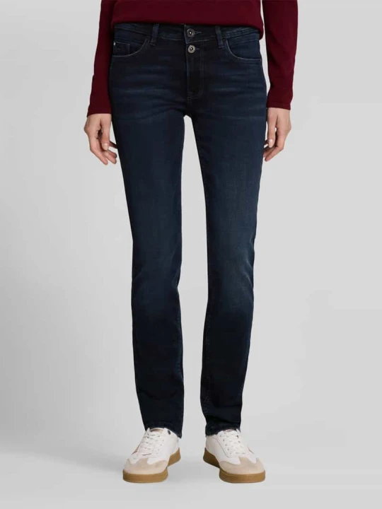 Zdjęcie produktu Jeansy o kroju straight fit w stylizowanej na denim ciemnej tonacji Tom Tailor Ciemnoniebieski