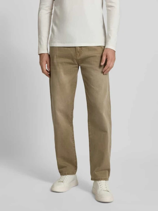 Zdjęcie produktu Jeansy o kroju straight fit z 5 kieszeniami model ‘Leroy’ Woodbird Beżowy