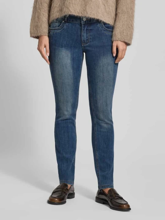 Zdjęcie produktu Jeansy o kroju straight fit z 5 kieszeniami model ‘Tummyles’ Buena Vista Jeansowy niebieski