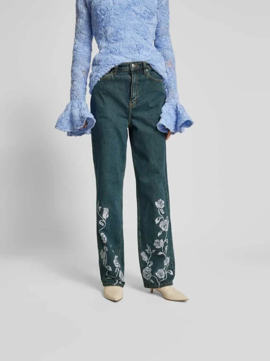 Zdjęcie produktu Jeansy o kroju straight fit z bawełny ROTATE Jeansowy niebieski