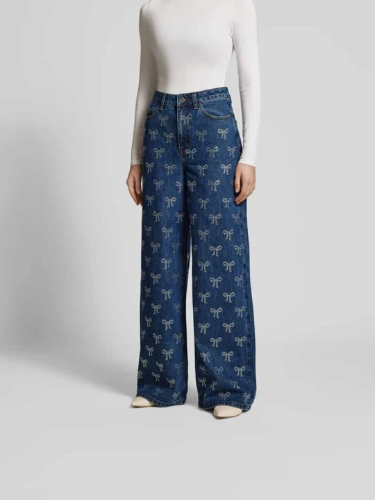 Zdjęcie produktu Jeansy o kroju straight fit z czystej bawełny Self Portrait Niebieski