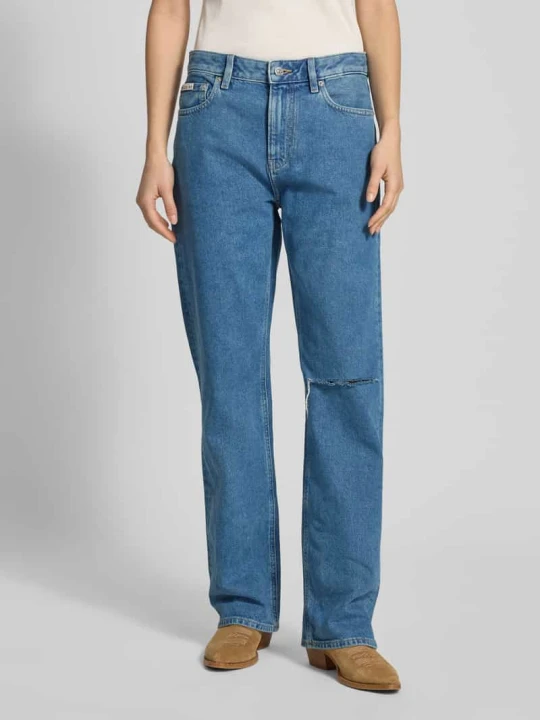 Zdjęcie produktu Jeansy o kroju straight fit z efektem znoszenia Calvin Klein Jeans Jeansowy niebieski