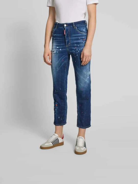 Zdjęcie produktu Jeansy o kroju straight fit z efektem znoszenia Dsquared2 Granatowy
