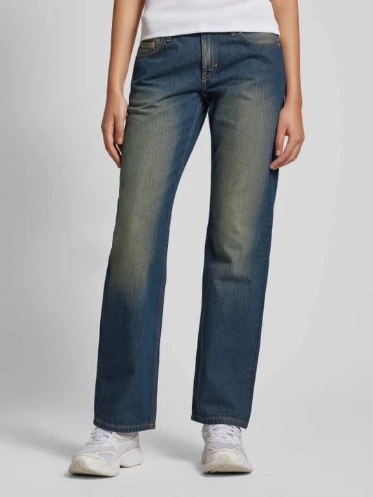 Zdjęcie produktu Jeansy o kroju straight fit z efektem znoszenia model ‘Arrow’ Weekday Jeansowy niebieski