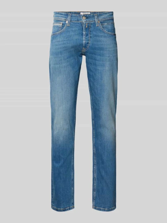 Zdjęcie produktu Jeansy o kroju straight fit z efektem znoszenia model 'GROVER' Replay Jeansowy niebieski
