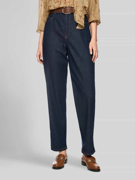 Zdjęcie produktu Jeansy o kroju straight fit z elastycznej mieszanki bawełny Marc Cain Jeansowy niebieski