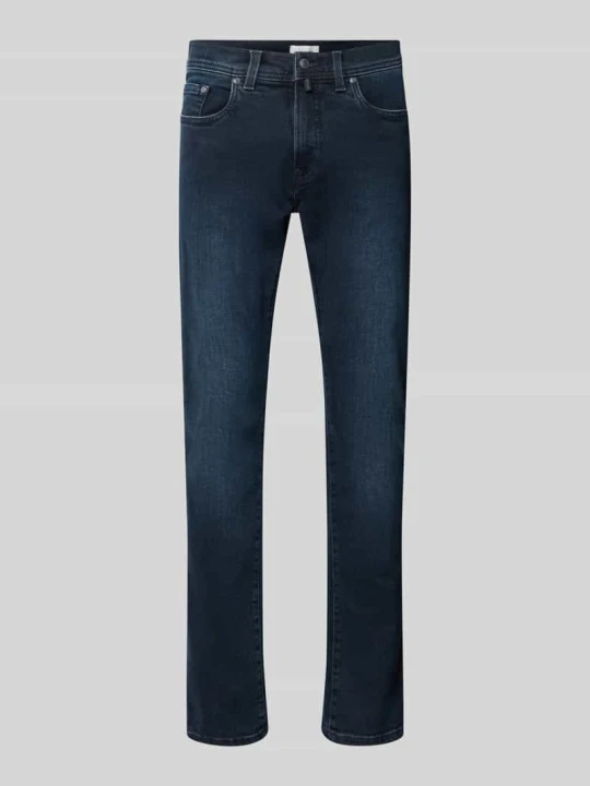 Zdjęcie produktu Jeansy o kroju straight fit z elastycznej mieszanki bawełny model 'Lyon' Pierre Cardin Ciemnoniebieski