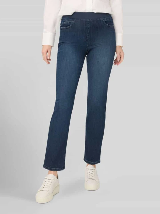Zdjęcie produktu Jeansy o kroju straight fit z elastycznym pasem Raphaela By Brax Niebieski