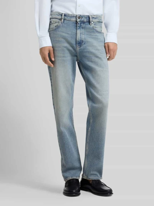 Zdjęcie produktu Jeansy o kroju straight fit z mieszanki bawełny Boss Jeansowy niebieski