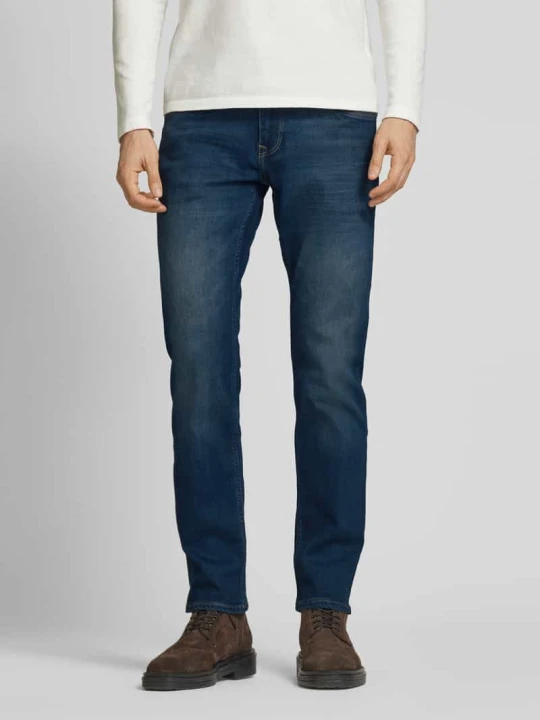 Zdjęcie produktu Jeansy o kroju straight fit z mieszanki bawełny model ‘AEDAN’ Tom Tailor Ciemnoniebieski