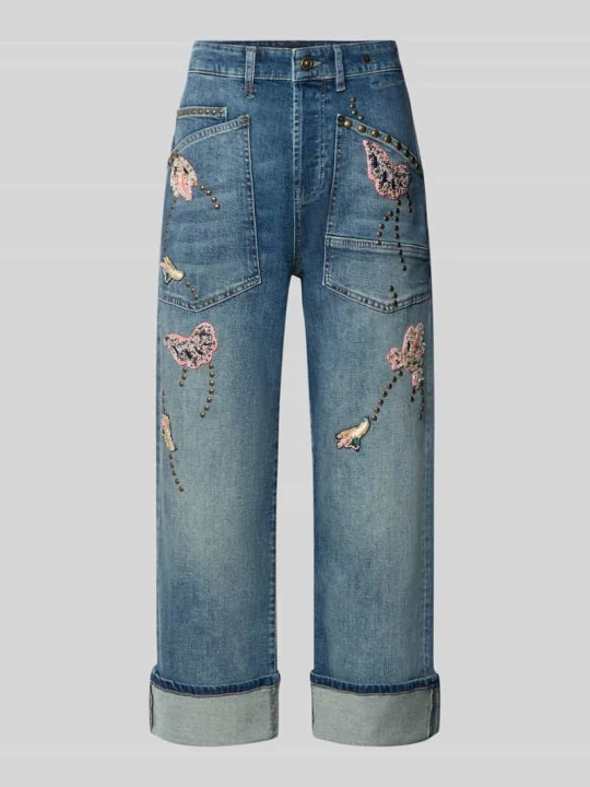 Zdjęcie produktu Jeansy o kroju straight fit z mieszanki bawełny model 'Baggy Boheme' MAC Ciemnoniebieski