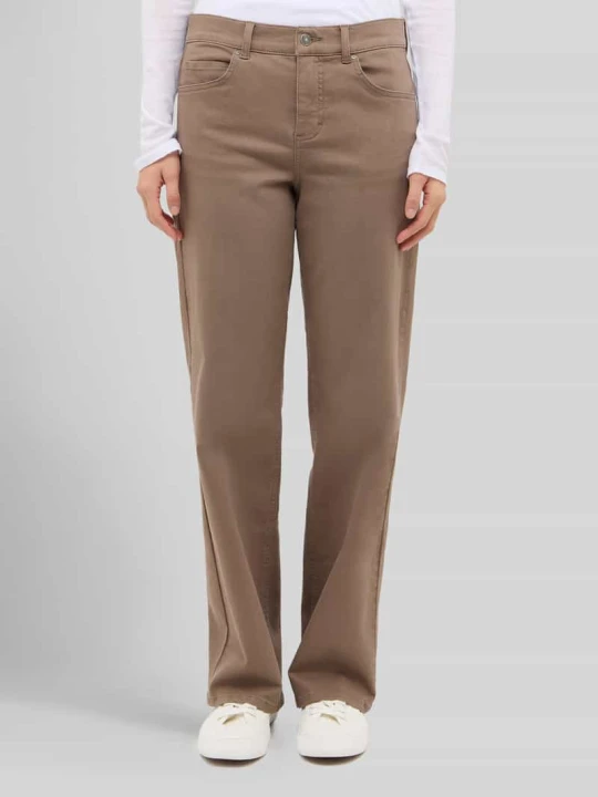 Zdjęcie produktu Jeansy o kroju straight fit z mieszanki bawełny model 'LARA' Angels Beżowy
